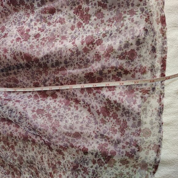 Floral Puff Sleeve Chiffon Mini Dress Purple Cottagecore Fairy Size M - Picture 9 of 10